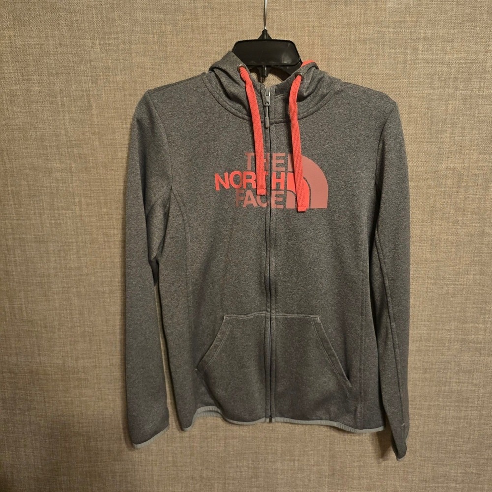 The North Face Womens Full Zip Hoodie Gray Pink Fleece Sweatshirt NWOT